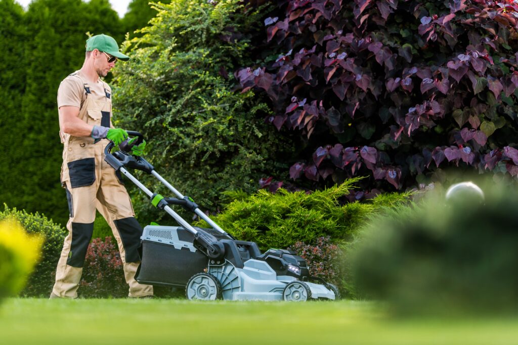 gardener using a lawn mower to maintain a vibrant 2025 05 27 17 46 02 utc min scaled